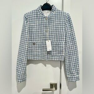 [NWT] Mango | Tweed Jacket With Metal Buttons, Sky Blue, XS